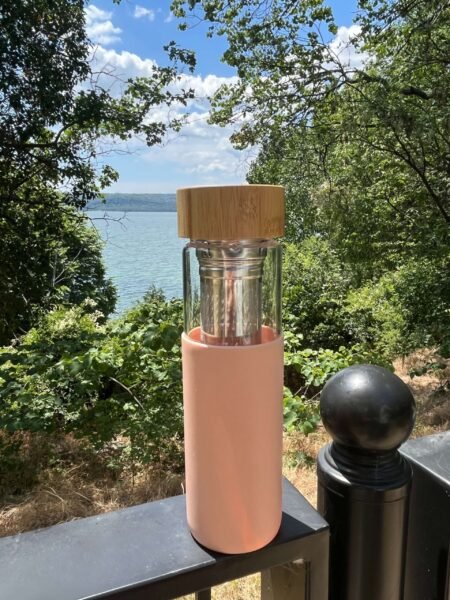 Pink 3 in 1 Glass bottle with infuser