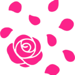Generate _Minimalist rose damask petals falling, color #FD369E, simple clean design, transparent background, no text_ in a modern vector art style with a flat design aesthetic